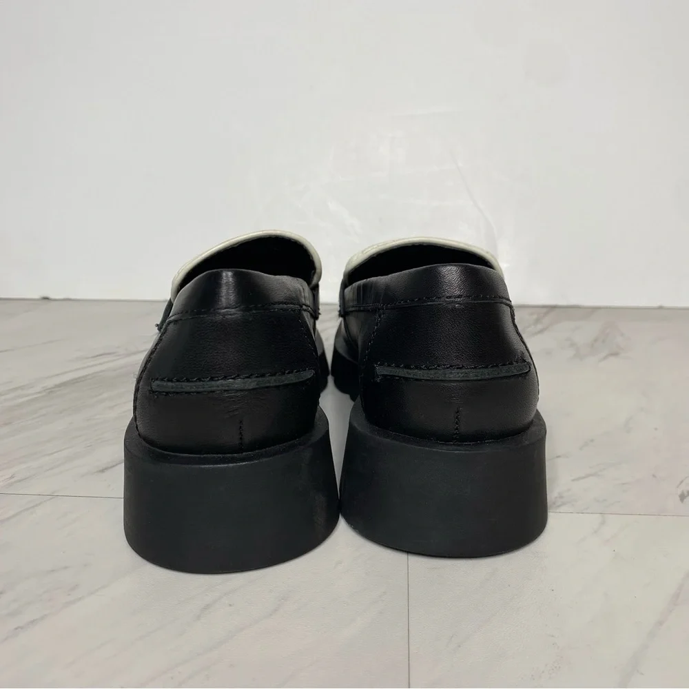 Dolce Vita Elias Black White Leather Square Toe Loafer 6 1/2